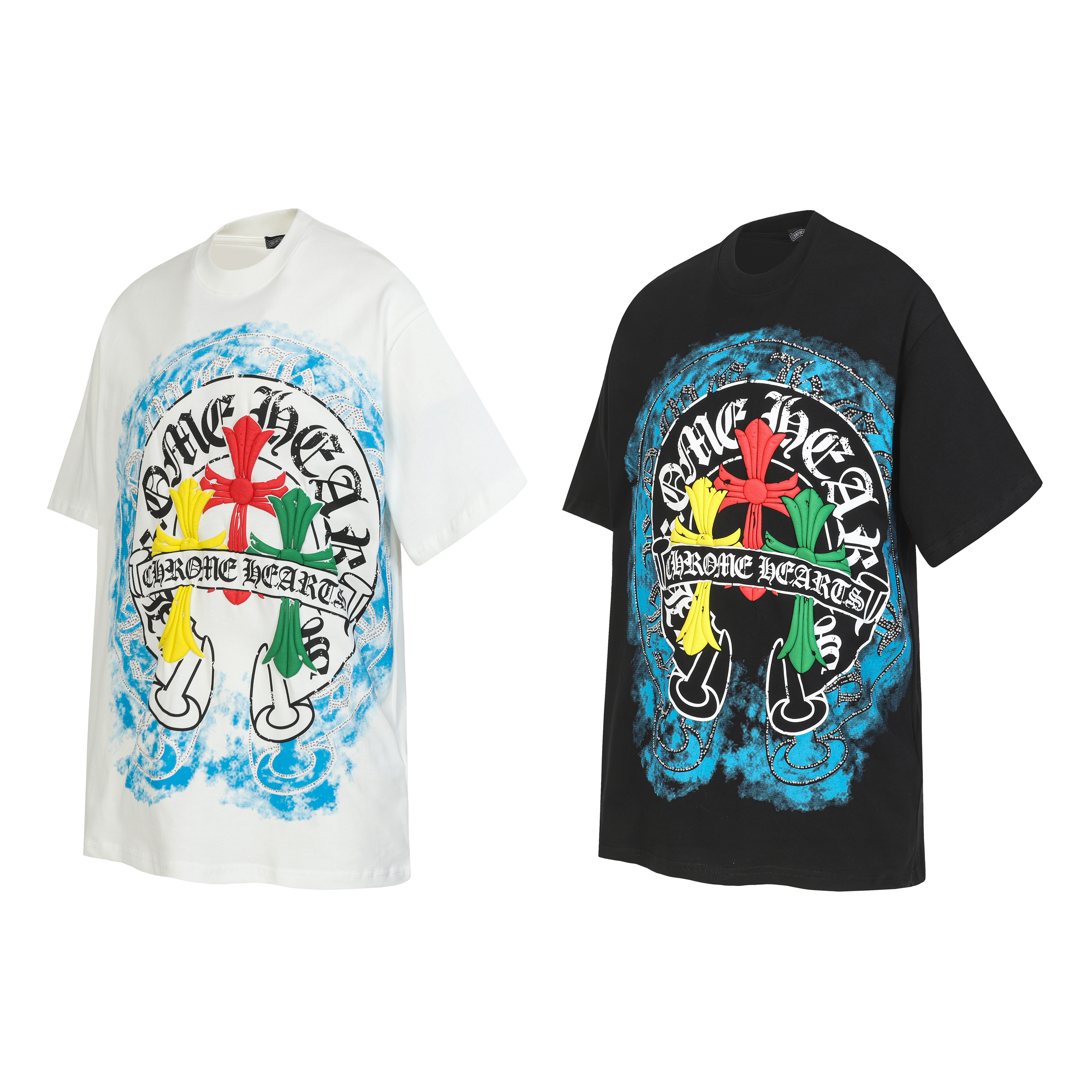 Chrome Hearts Big Horseshoe Printed 3 Cross T-Shirt