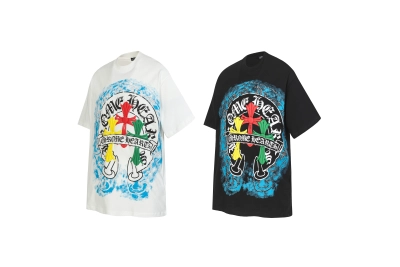 Chrome Hearts Big Horseshoe Printed 3 Cross T-Shirt 01