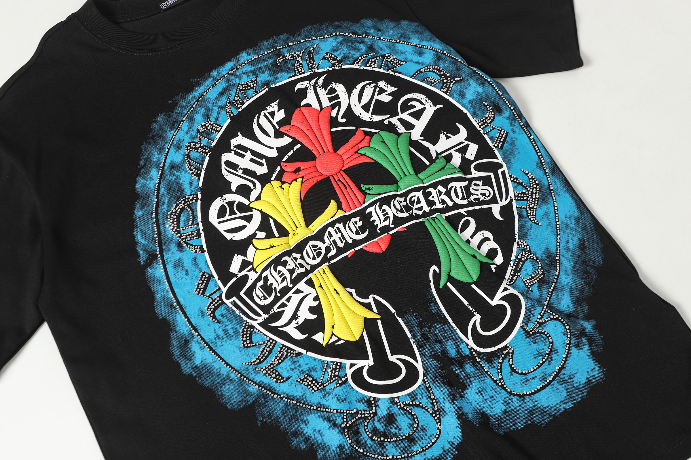 Chrome Hearts Big Horseshoe Printed 3 Cross T-Shirt