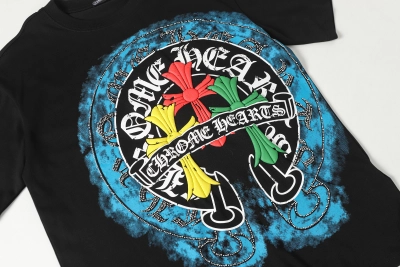 Chrome Hearts Big Horseshoe Printed 3 Cross T-Shirt 02