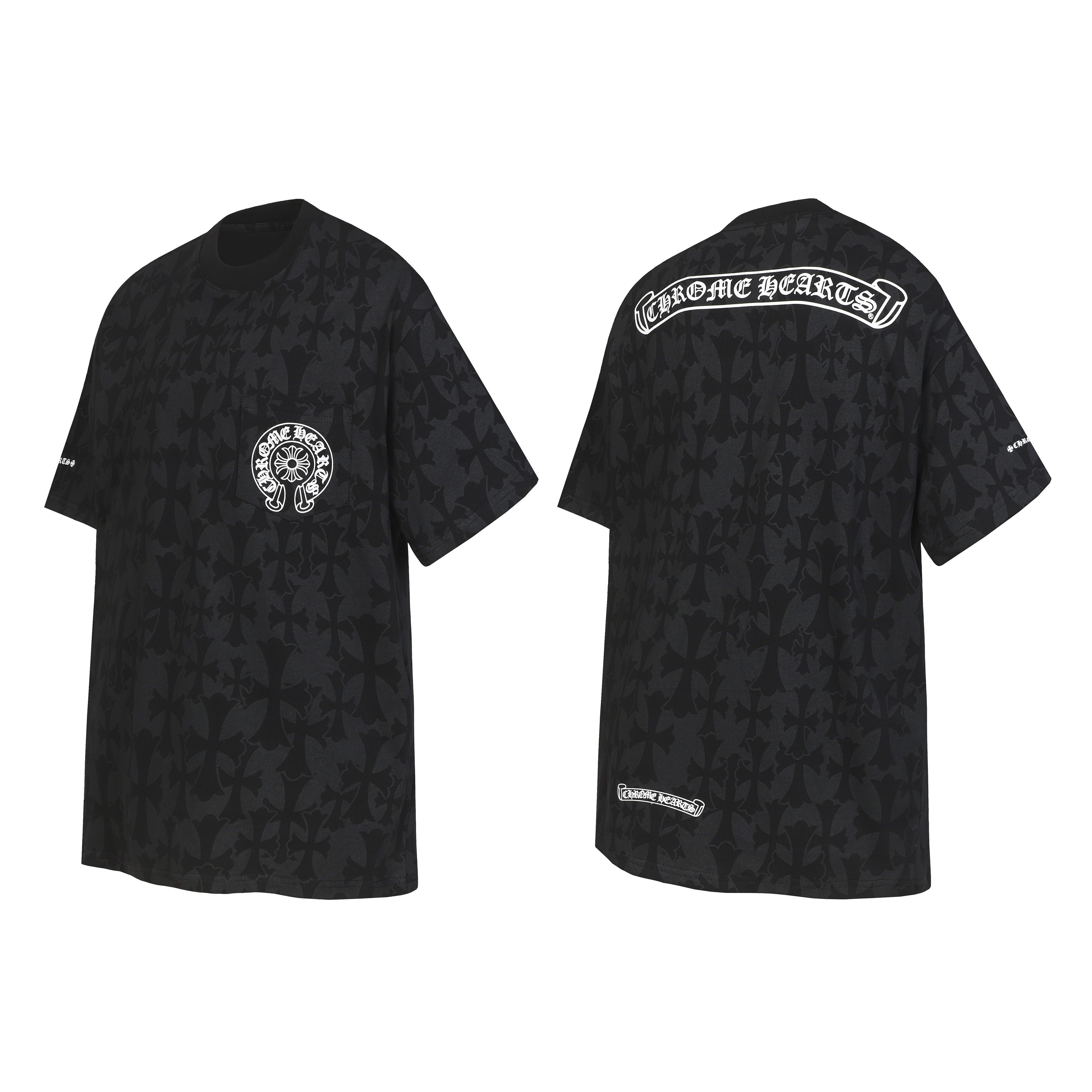 Chrome Hearts Cross Logo Monogram Scroll Logo Tee Black