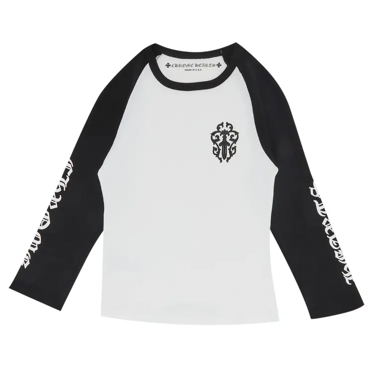 Chrome Hearts Dagger Long-Sleeve Baseball 3/4 Shirt White/Black