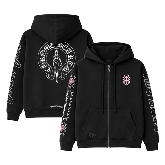 Chrome Hearts Deadly Doll Zip-up Hoodie Black