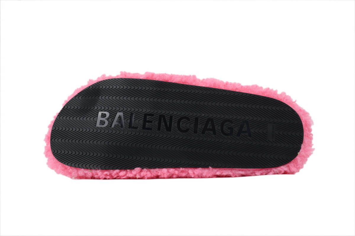 Balenciaga Coke Label Furry Slides Hot Pink 654261 WBDZ0 5096