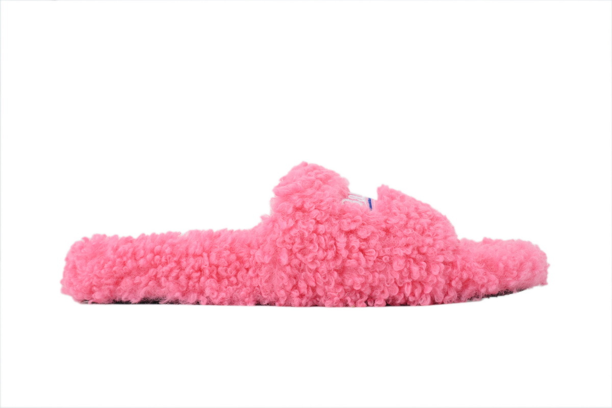 Balenciaga Coke Label Furry Slides Hot Pink 654261 WBDZ0 5096