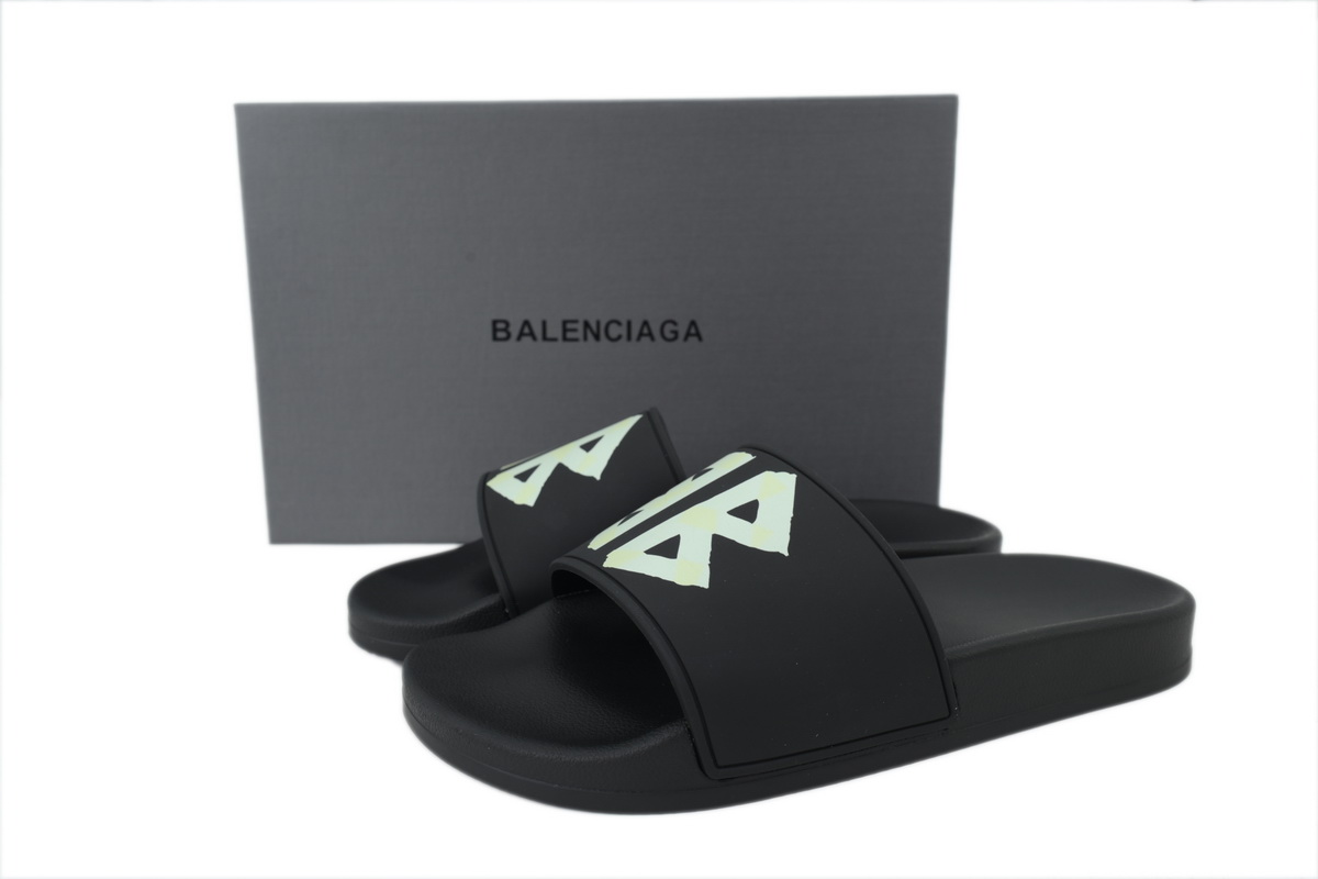 Balenciaga Pool Slide Sandal Black Yellow Rubber 689031W1SA21090