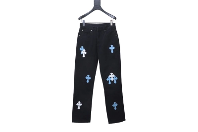 black Chrome Hearts cross-patch jeans 01