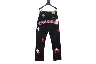 Chrome Hearts White/Red Cross Patch Jeans 02