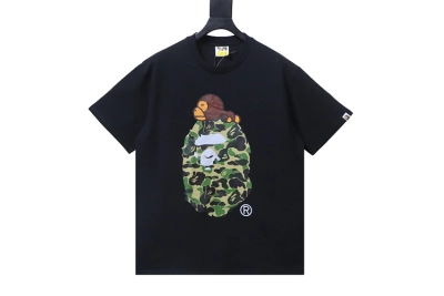 BAPE ABC Camo Milo On Big Ape Tee Black And Green 01