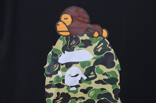 BAPE ABC Camo Milo On Big Ape Tee Black And Green