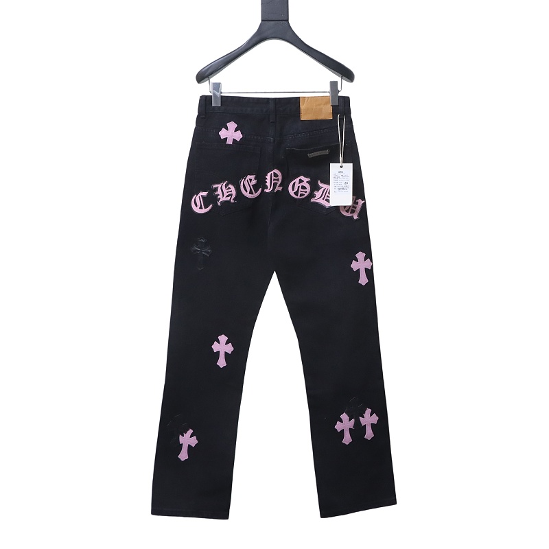 Chrome Hearts Blak Cross-Pink Jeans