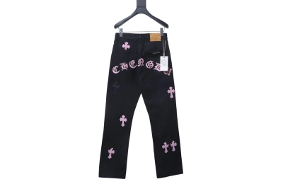 Chrome Hearts Blak Cross-Pink Jeans 02