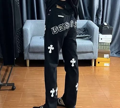 Chrome Hearts Cross Patch Black Jeans