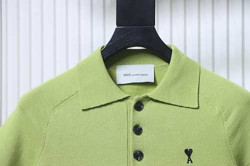 AMI Paris Ami de Cœur Green Polo