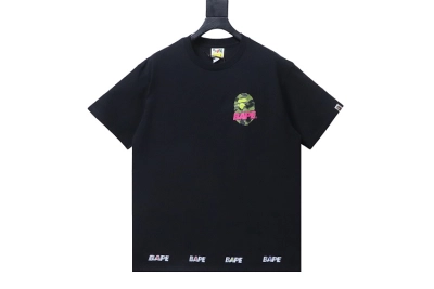 BAPE Camo Ape Head Black  short-sleeve 01