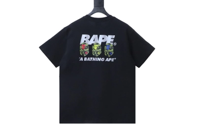 BAPE Camo Ape Head Black  short-sleeve 02