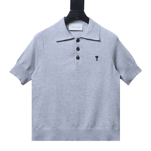 AMI Paris Ami de Cœur Grey Polo