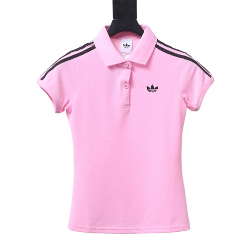 Adidas logo polo shirt pink