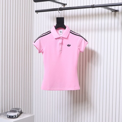 Adidas logo polo shirt pink