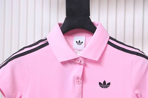 Adidas logo polo shirt pink