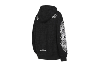 Chrome Hearts Horseshoe Floral Cross-Sleeve Hoodie K03 02