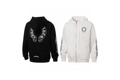 Chrome Hearts Horseshoe Floral Cross-Sleeve Hoodie 01