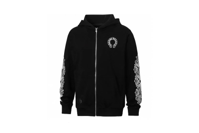 Chrome Hearts Horseshoe Floral Cross-Sleeve Hoodie 02