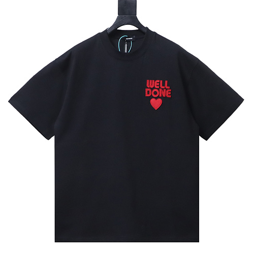 RS designed red heart T-shirt Black