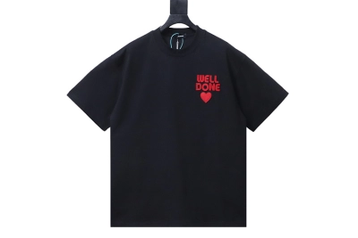 RS designed red heart T-shirt Black 01