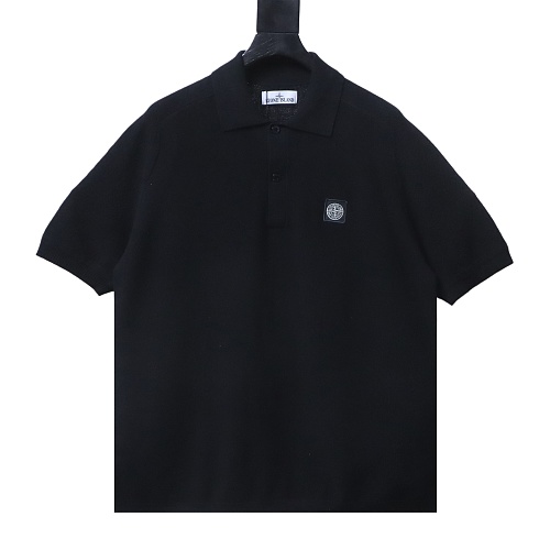Stone Island logo polo shirt black