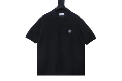 Stone Island logo polo shirt black 01