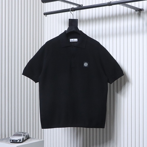 Stone Island logo polo shirt black