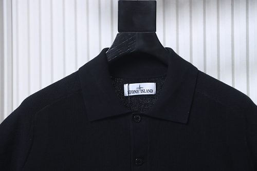 Stone Island logo polo shirt black