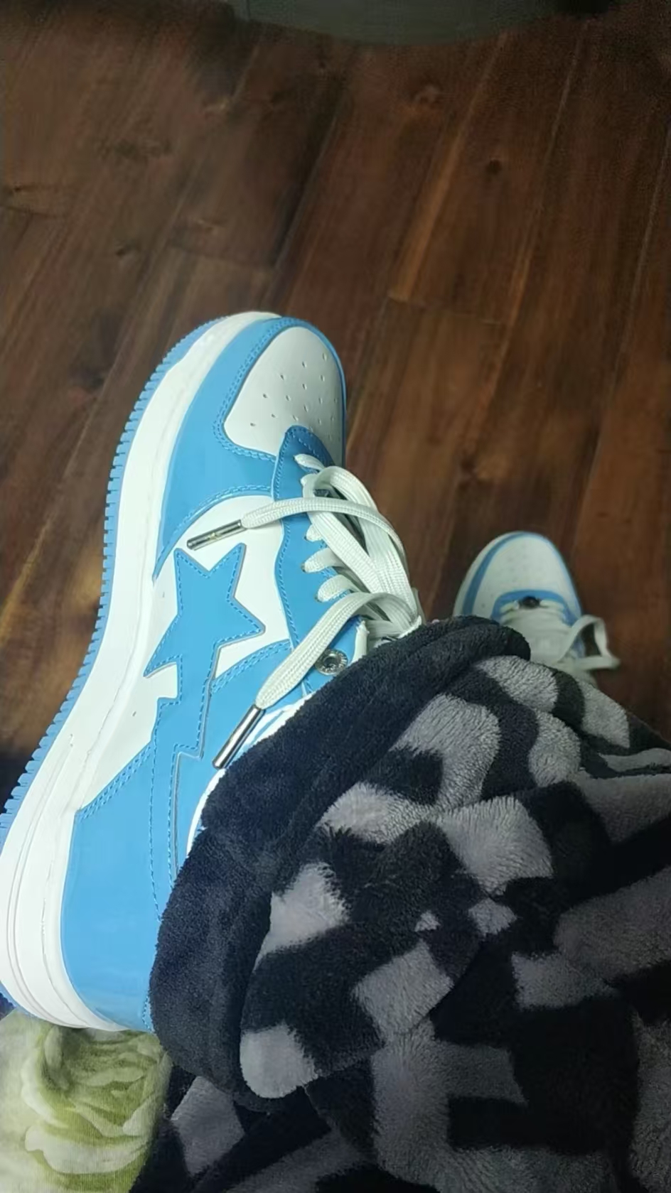 Bape Sk8 Sta Low Patent Leather White Blue Reps Sneaker 1G70-109-0015 review 0