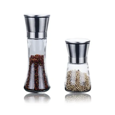 304 Household Stainless Steel Glass Pepper Grinder  Sea Salt Pepper Powder Manual Grinding Bottle Black Pepper Grinder 02