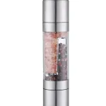 Double-end 2-in-1 Black and White Pepper Auxiliary Food Grinder Household Stainless Steel Manual Small Sea Salt Pepper Grinding Bottle