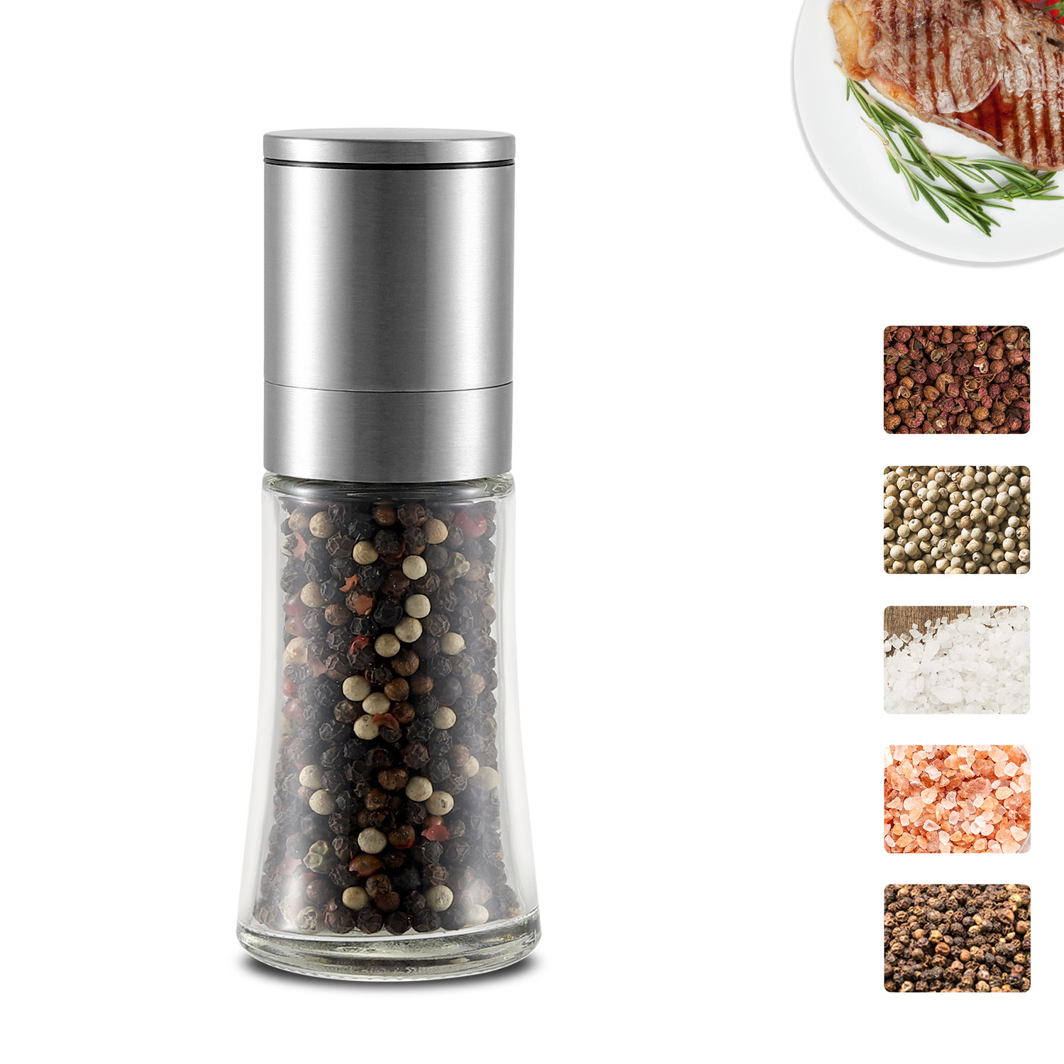 Stainless Pepper grinder steel  Electric induction pepper mill set Electric grinder  rock salt grinder set