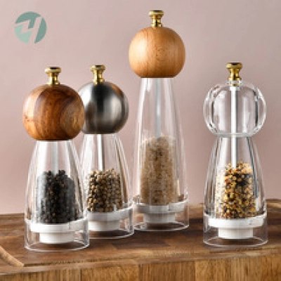 Home pepper grinder Wood seasoning bottle Manual grinding bottle 01