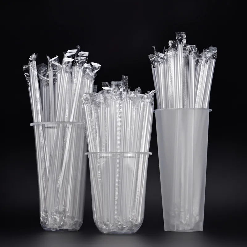 Disposable Straw Independent Packaging Milk Tea PP Clear Straight Tube Thick Straw