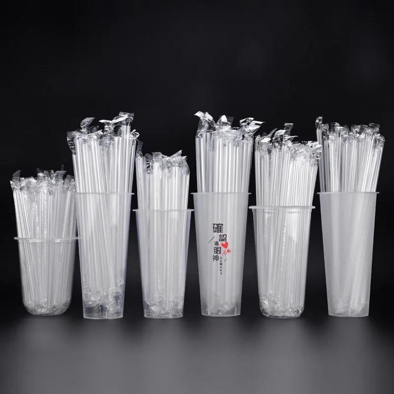 Disposable Straw Independent Packaging Milk Tea PP Clear Straight Tube Thick Straw