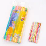 Colorful Black and White Transparent Art Straws Disposable Bendable Plastic Straws