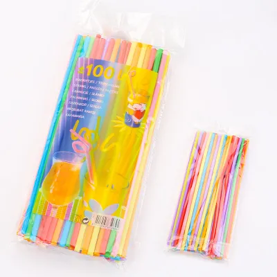 Colorful Black and White Transparent Art Straws Disposable Bendable Plastic Straws 02