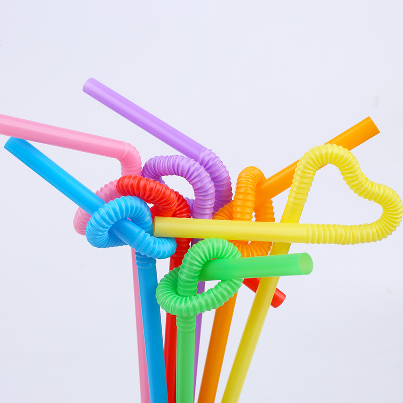 Colorful Black and White Transparent Art Straws Disposable Bendable Plastic Straws