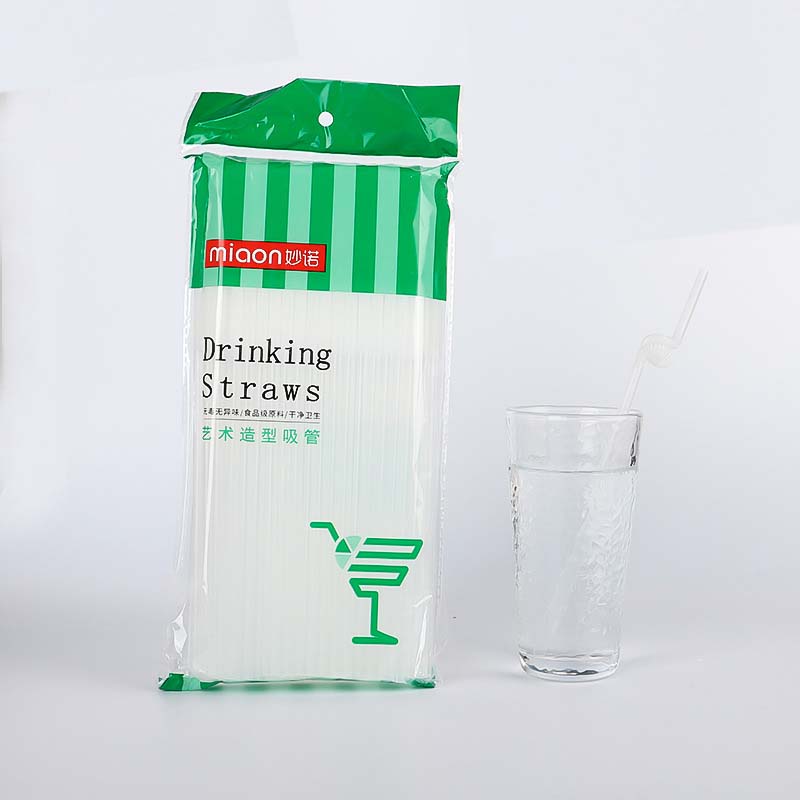 Colorful Black and White Transparent Art Straws Disposable Bendable Plastic Straws