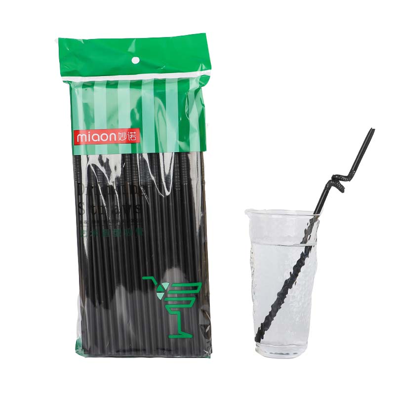 Colorful Black and White Transparent Art Straws Disposable Bendable Plastic Straws