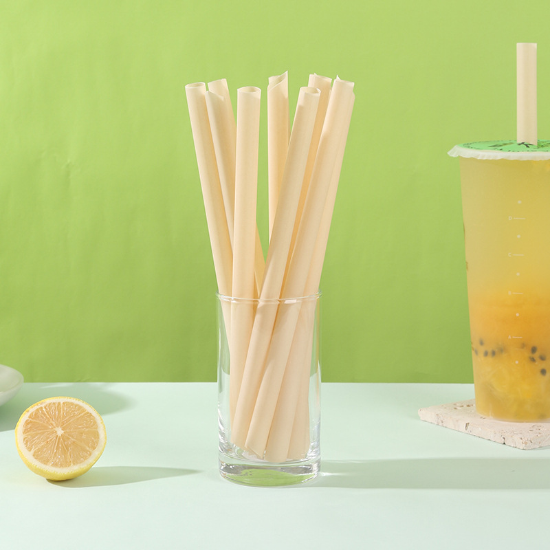 Disposable Bamboo Powder PLA Straws - Individually Wrapped Fully Degradable Straws for Coffee, Smoothies, Milk Tea | Export Wholesale