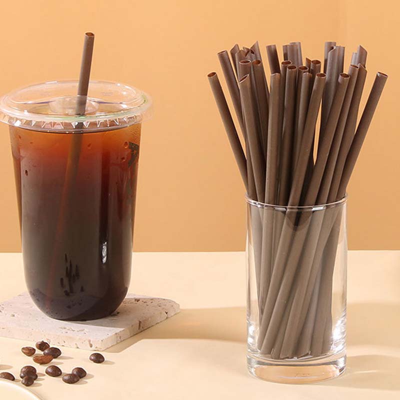 Fully Biodegradable Coffee Straws - Disposable Individually Wrapped Eco-Friendly Brown Straws for Branded Coffee