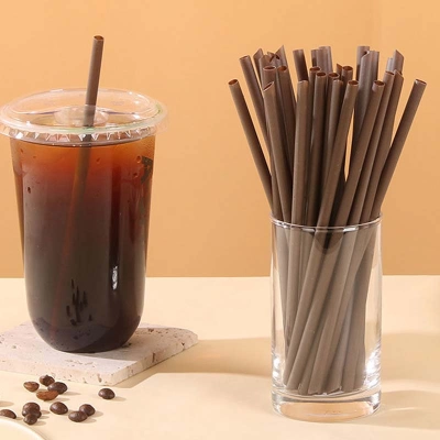 Fully Biodegradable Coffee Straws - Disposable Individually Wrapped Eco-Friendly Brown Straws for Branded Coffee 01