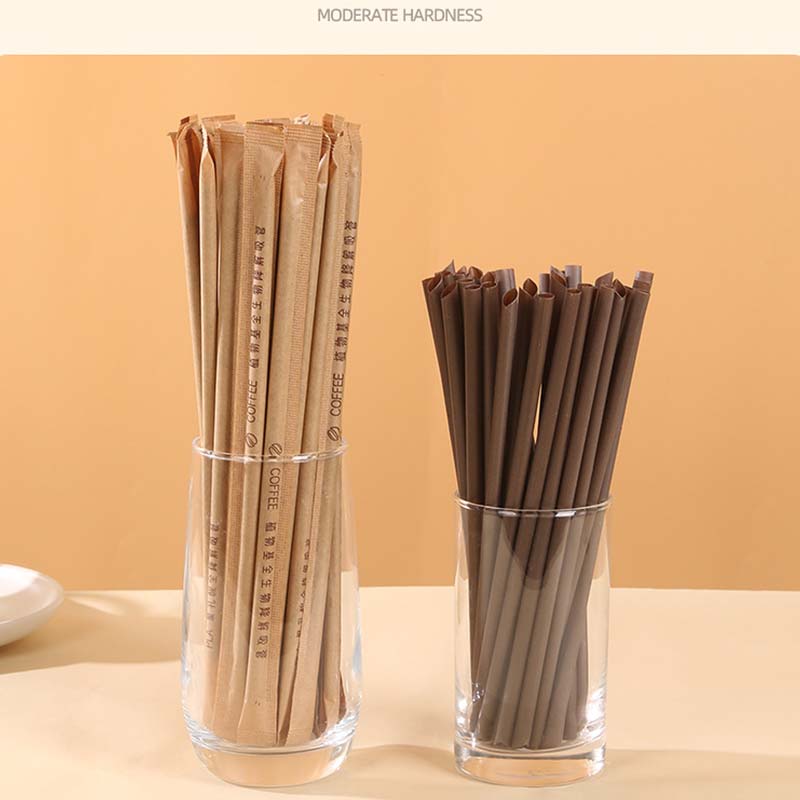 Fully Biodegradable Coffee Straws - Disposable Individually Wrapped Eco-Friendly Brown Straws for Branded Coffee
