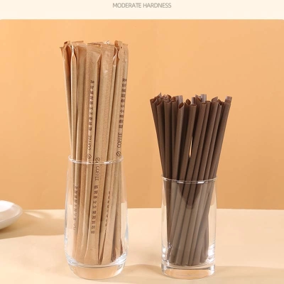 Fully Biodegradable Coffee Straws - Disposable Individually Wrapped Eco-Friendly Brown Straws for Branded Coffee 02